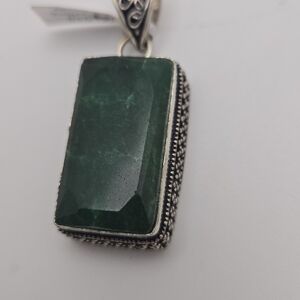 Sterling Silver Green Emerald Pendant